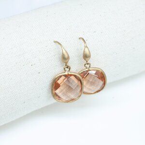 Signed Drop Earrings with Peach Faceted Stones
